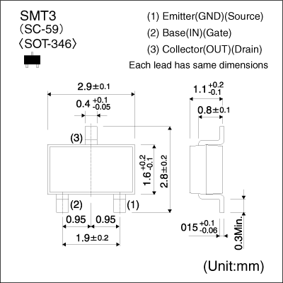 Transistor SMD DTA114YKA 