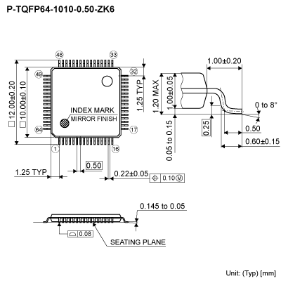 ML62Q1552-NNNTB(Tray) - 數據表、主要規格 - Dimensions
